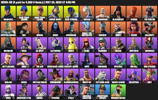 [PC/XBOX] | 58 skins | OG STW | Omega | Warpaint | Blue Team Leader | Rose Team Leader | Rogue Agent | Blue Striker | Mizuki | Ragnarok | Blackheart | Full Access