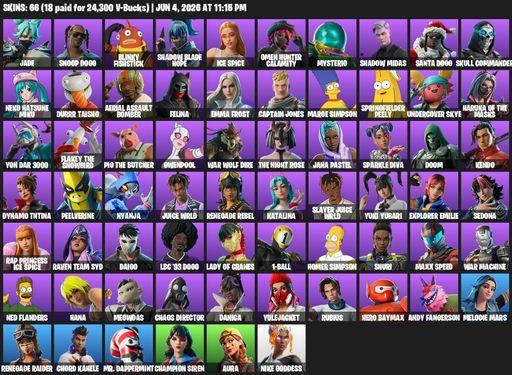 [PC/PSN/XBOX] | 66 skins | Renegade Raider | Jade | Snoop Dogg | Blinky Fishstick | Shadow Blade Hope | Ice Spice | Omen Hunter Calamity | Mysterio | Full Access