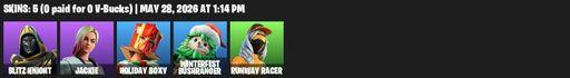 [PC/PSN/XBOX] | 5 skins | Blitz Knight | Jackie | Holiday Boxy | Winterfest Bushranger | Runway Racer | Dumbbell Driver | Crimson Polestar | Full Access