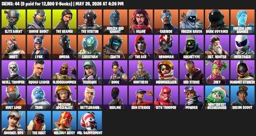 [PC/PSN] | 44 skins | Take The L | The Reaper | Elite Agent | Omega | Mako | Rogue Agent | The Visitor | Frozen Red Knight | Valor | Carbide | Full Access