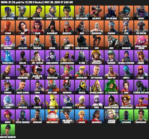 [PC/XBOX] | 81 skins | Take The L | The Reaper | Elite Agent | Omega | Blue Striker | Rogue Agent | Trailblazer | The Prisoner | Calamity | Full Access