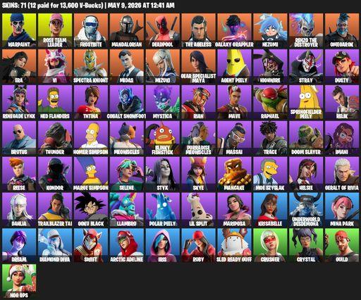 [PC] | 71 skins | OG STW | Reaper Axe | Warpaint | Rose Team Leader | Frostbite | Mandalorian | Deadpool | The Ageless | Galaxy Grappler | Nezumi | Full Access