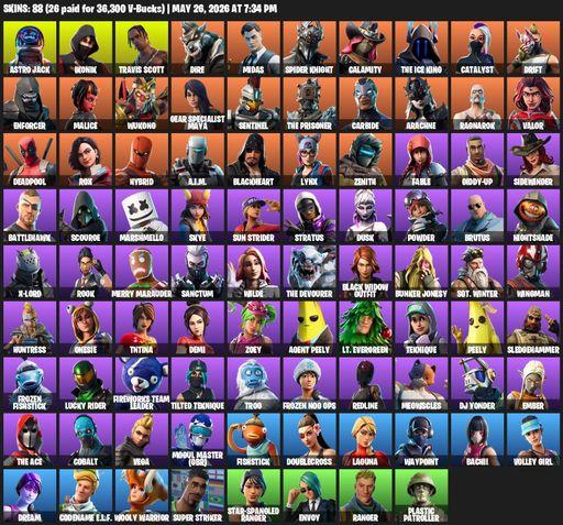 [PC/PSN/XBOX] | 88 skins | IKONIK | Travis Scott | Astro Jack | Dire | Midas | Spider Knight | Calamity | The Ice King | Catalyst | Drift | Enforcer | Full Access