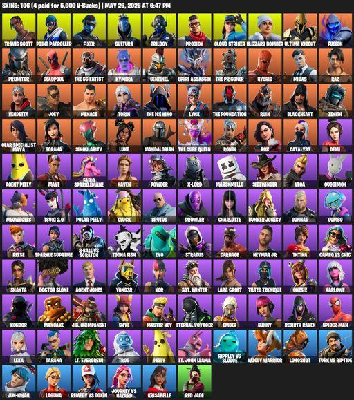 [PC/XBOX] | 106 skins | Travis Scott | Lara Croft | Point Patroller | Fixer | Sultura | Trilogy | Prodigy | Cloud Striker | Blizzard Bomber | Full Access