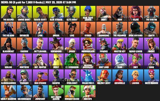 [PC/XBOX] | 56 skins | Take The L | Travis Scott | The Reaper | Elite Agent | Omega | Rogue Agent | Blue Striker | Blue Team Leader | Drift | Ruin | Full Access