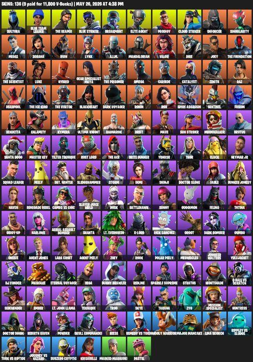 [PC/XBOX] | 136 skins | Take The L | The Reaper | Elite Agent | Omega | Lara Croft | Sultura | Blue Team Leader | Blue Striker | Breakpoint | Prodigy | Full Access