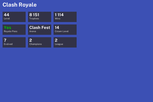 [KT14] | Level 44 | 8151 Trophies | Clash Fest | 1114 Wins | 7 Evol. | 2 Champ. | Battle Pass | BS Lv.49 | Full Access