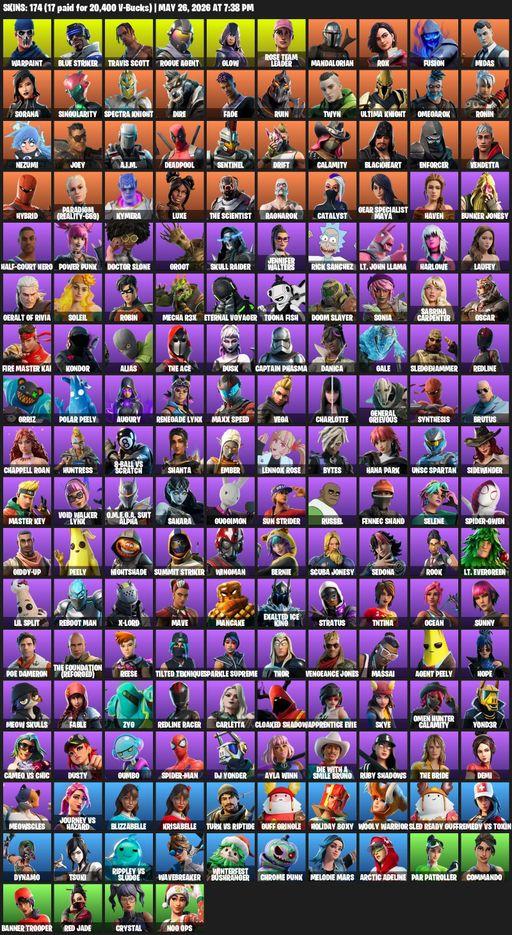 [PC/PSN/XBOX] | 174 skins | 10600 V-bucks | OG STW | Travis Scott | Warpaint | Blue Striker | Rogue Agent | Glow | Rose Team Leader | Mandalorian | Full Access