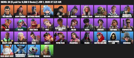 [PC/PSN/XBOX] | 34 skins | The Ageless | Kado Thorne | Optimus Prime | Nezumi | Era | Massai | Ahsoka Tano | Doom Slayer | Nolan Chance | Full Access