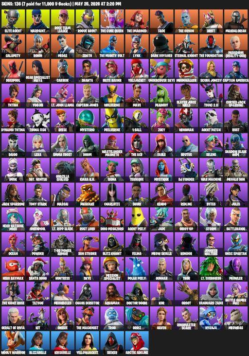 [PC] | 136 skins | Take The L | OG STW | Elite Agent | Warpaint | Rose Team Leader | Rogue Agent | The Cube Queen | The Imagined | Fade | The Origin | Full Access
