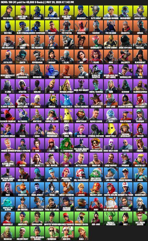 [PC/PSN/XBOX] | 156 skins | Take The L | OG STW | The Reaper | Elite Agent | Omega | Rose Team Leader | Trilogy | Point Patroller | Blue Team Leader | Full Access