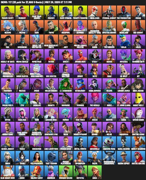 [PC/XBOX] | 117 skins | Travis Scott | Prodigy | Blue Team Leader | Trilogy | Blue Striker | Trinity Trooper | Wild Card | Eternal Knight | Full Access