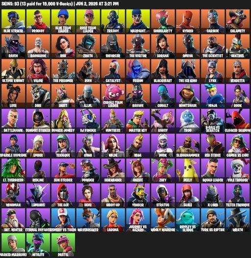 [PC/PSN/XBOX] | 93 skins | OG STW | Omega | Reaper Axe | Blue Striker | Prodigy | Blue Team Leader | Rose Team Leader | Trilogy | Warpaint | Full Access