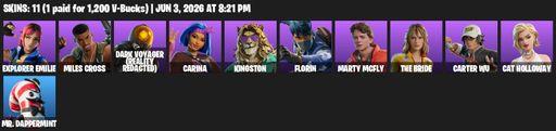 [PC/XBOX] | 11 skins | Explorer Emilie | Miles Cross | Dark Voyager (Reality Redacted) | Carina | Kingston | Florin | Marty McFly | The Bride | Full Access