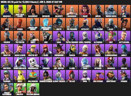 [PC/PSN/XBOX] | 63 skins | OG STW | Omega | Warpaint | Rose Team Leader | Blackheart | Enforcer | Calamity | Ragnarok | Valor | Frozen Raven | Lynx | Full Access