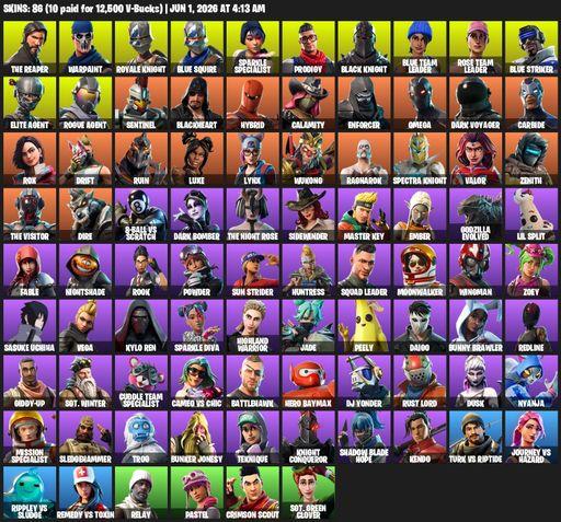 [PC/XBOX] | 86 skins | Floss | Take The L | OG STW | Black Knight | Sparkle Specialist | Royale Knight | The Reaper | Elite Agent | Blue Squire | Full Access