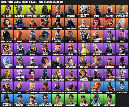 [PC/XBOX] | 79 skins | Take The L | The Reaper | Elite Agent | Omega | Rogue Agent | Darth Vader | Lynx | Enforcer | P.A.N.D.A Team Leader | Catalyst | Full Access
