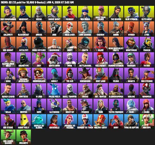 [PC/XBOX] | 82 skins | 1050 V-bucks | Take The L | OG STW | The Reaper | Elite Agent | Omega | Sub Commander | Warpaint | Havoc | Rogue Agent | Full Access