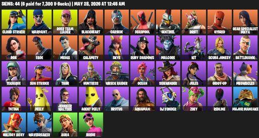 [PC] | 44 skins | OG STW | Cloud Striker | Warpaint | Rose Team Leader | Blackheart | Carbide | Deadpool | Sentinel | Drift | Hybrid | Full Access