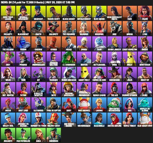 [PC/PSN/XBOX] | 84 skins | Floss | Take The L | OG STW | Black Knight | Travis Scott | Sparkle Specialist | Royale Knight | Blue Squire | Omega | Full Access