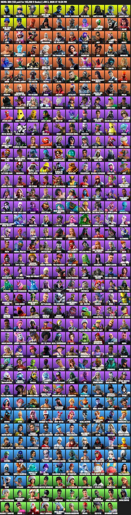 [PC/XBOX] | 389 skins | Merry Mint Axe | Leviathan Axe | Take The L | OG STW | Renegade Raider | The Reaper | Elite Agent | Omega | Sultura | Full Access