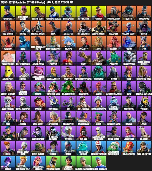 [PC/PSN/XBOX] | 107 skins | Merry Mint Axe | OG STW | Travis Scott | Lara Croft | Warpaint | Rose Team Leader | Point Patroller | Breakpoint | Full Access