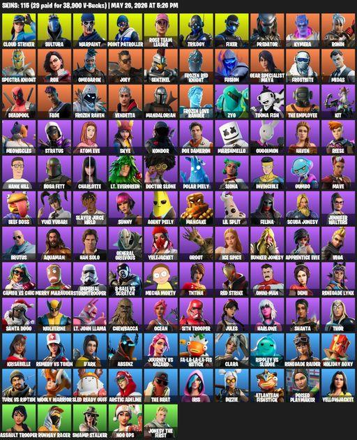 [PC] | 115 skins | OG STW | Renegade Raider | Cloud Striker | Sultura | Warpaint | Point Patroller | Rose Team Leader | Trilogy | Fixer | Predator | Full Access