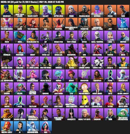 [PC/PSN/XBOX] | 94 skins | OG STW | Travis Scott | Galaxy | Lara Croft | Warpaint | Rose Team Leader | Astro Jack | Torin | Mandalorian | Kymera | Full Access
