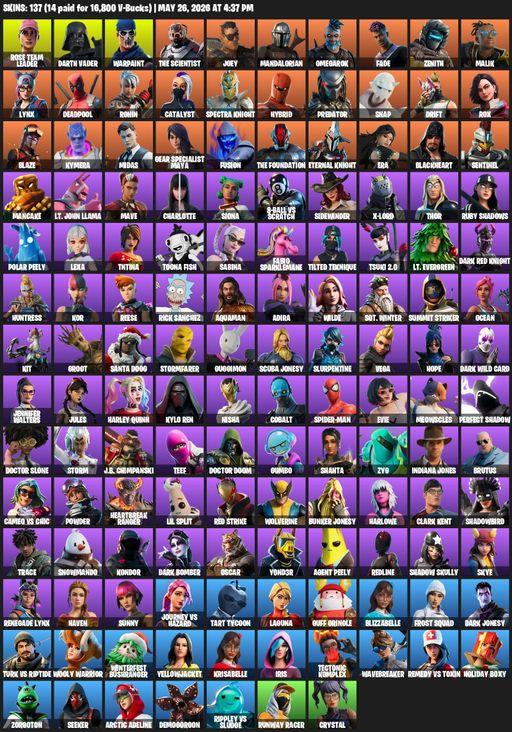 [PC/XBOX] | 137 skins | 900 V-bucks | OG STW | Reaper Axe | Rose Team Leader | Darth Vader | Warpaint | The Scientist | Joey | Mandalorian | Omegarok | Full Access
