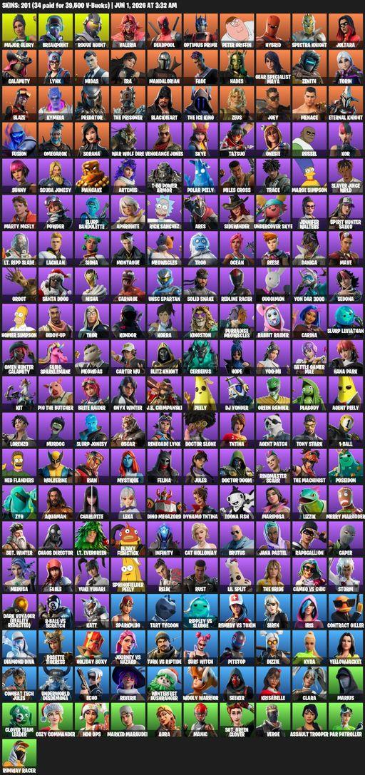 [PC/PSN/XBOX] | 201 skins | Leviathan Axe | Major Glory | Breakpoint | Rogue Agent | Valeria | Deadpool | Optimus Prime | Peter Griffin | Hybrid | Full Access
