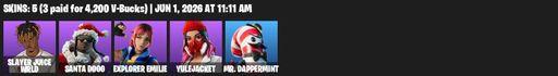 [PC/PSN/XBOX] | 5 skins | Slayer Juice WRLD | Santa Dogg | Explorer Emilie | Yulejacket | Mr. Dappermint | Hadean Key | Flux Silvera | Crystal Fang | Full Access
