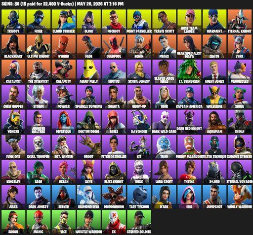 [PC/XBOX] | 86 skins | OG STW | Travis Scott | Lara Croft | Trilogy | Fixer | Cloud Striker | Glow | Prodigy | Point Patroller | Rose Team Leader | Full Access