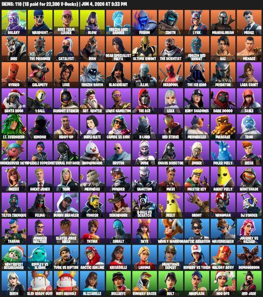 [PC/XBOX] | 110 skins | OG STW | Galaxy | Lara Croft | Warpaint | Rose Team Leader | Glow | Frozen Love Ranger | Fusion | Zenith | Lynx | Mandalorian | Full Access