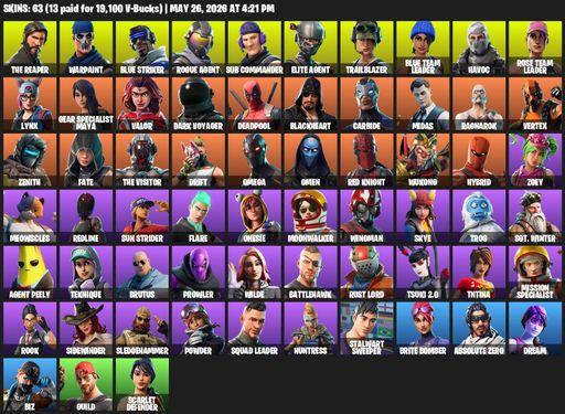 [PC/PSN/XBOX] | 63 skins | Take The L | OG STW | The Reaper | Elite Agent | Omega | Warpaint | Blue Striker | Rogue Agent | Sub Commander | Full Access