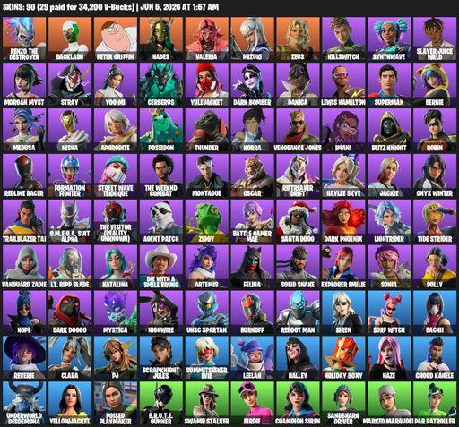 [PC/XBOX] | 90 skins | Renzo the Destroyer | Backlash | Peter Griffin | Hades | Valeria | Mizuki | Zeus | Killswitch | Synthwave | Slayer Juice WRLD | Full Access