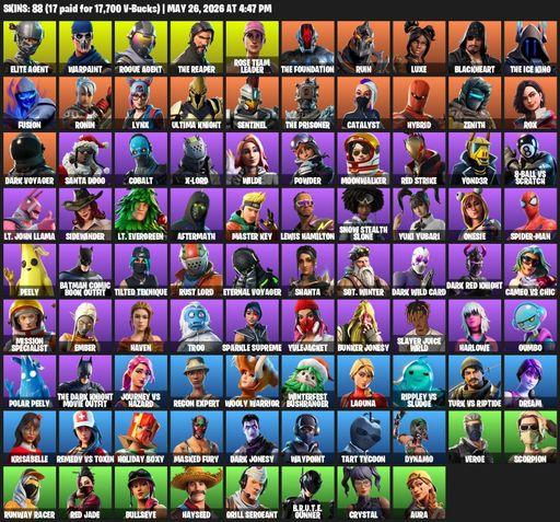 [PC/XBOX] | 88 skins | Take The L | OG STW | The Reaper | Elite Agent | Warpaint | Rogue Agent | Rose Team Leader | The Foundation | Ruin | Luxe | Full Access