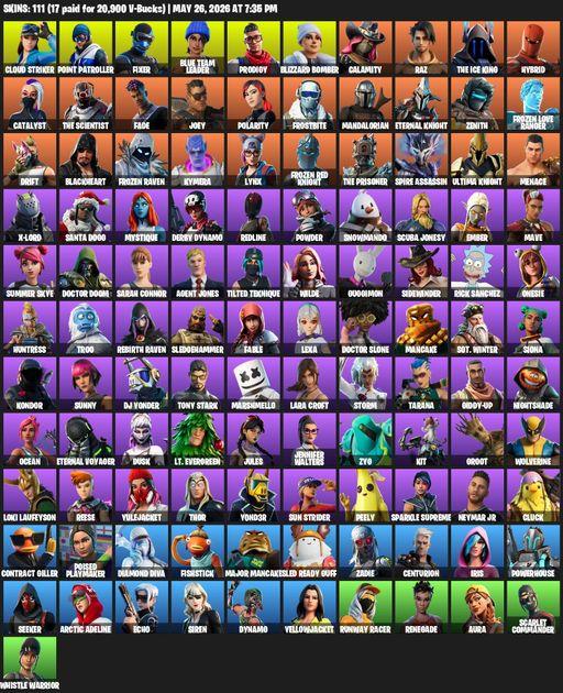 [PC/XBOX] | 111 skins | Leviathan Axe | Lara Croft | Cloud Striker | Point Patroller | Fixer | Blue Team Leader | Prodigy | Blizzard Bomber | Calamity | Full Access