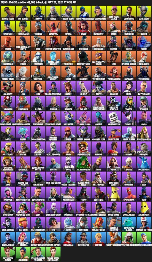 [PC] | 164 skins | Take The L | OG STW | Travis Scott | The Reaper | Elite Agent | Omega | Trilogy | Havoc | Rogue Agent | Point Patroller | Full Access