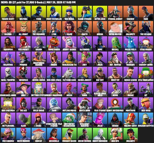 [PC/XBOX] | 89 skins | Travis Scott | Omega | Sultura | Fixer | Point Patroller | Neo Versa | Cloud Striker | Astro Jack | Eternal Knight | Carbide | Full Access